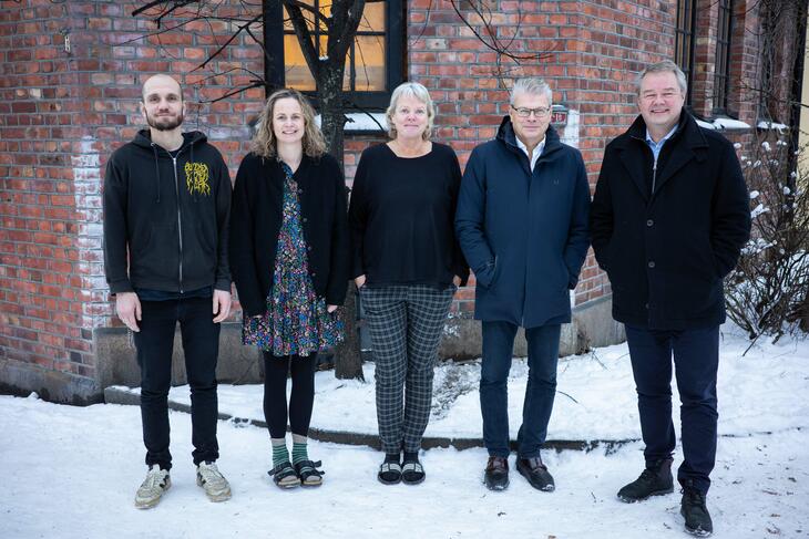 Det nye styret: Lars Bremnes Ese, Marianne Hegna, Turid Wangensteen, Herlof Nilssen og styreleder Sven Petter Omdal.